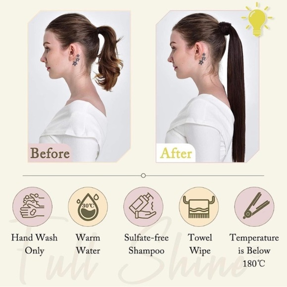 Sizes 20”18”16” Natural Black #1B Ponytail Extension Wrap Around 100% Human Hair - Picture 7 of 16